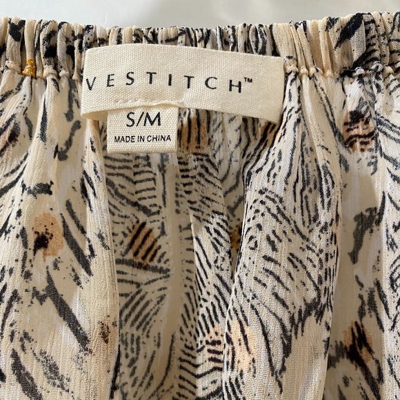 Lovestitch Womens Off Shoulder Blouse Multi Sparkle Print Long Sleeve Hi Low S/M - Picture 4 of 9